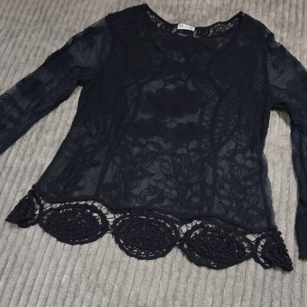 Blair Black Sheer Lace Blouse